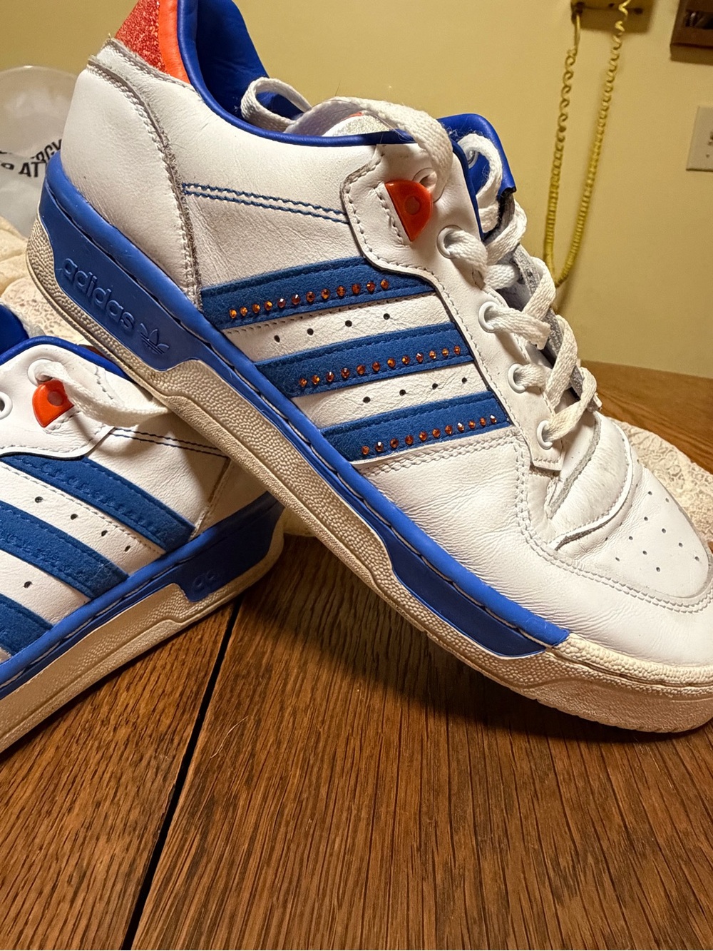 adidas x Swarovski White, Blue & Orange Court-Style Low Tops
